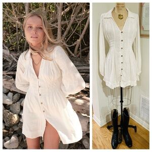 Free People Liesel Mini Dress/Tunic Top in Ivory, Medium, NWOT